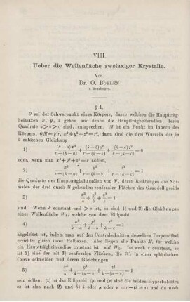 VIII. Ueber die Wellenfläche zweiaxiger Krystalle.