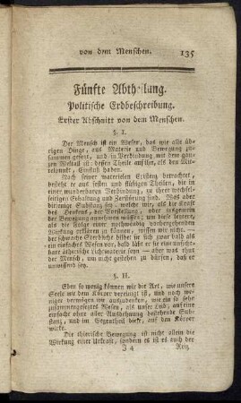Fünfte Abtheilung. Politische Erdbeschreibung.