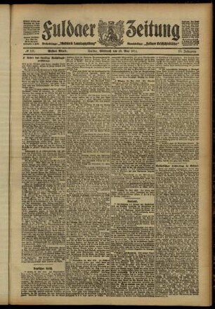 Erste Ausgabe vom Mittwoch, den 29. Mai 1912.