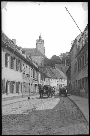 Colditz. Badergasse mit Pferdefuhrwerk