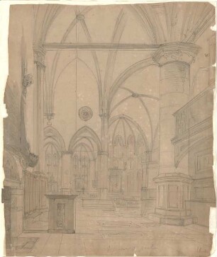 Gärtner, Friedrich von; Reisezeichnungen - Kirche in Oberitalien (Perspektive)