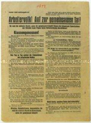 Aufruf der KPD zum Kampf gegen die Wirtschaftspolitik der Reichsregierung