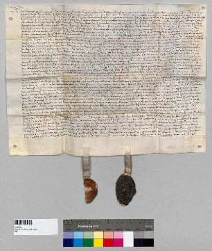 Administrator Gabriel Gessenberger, Dechant Leonhard Aufhauser und das Kapitel zu Baumburg verkaufen an Nikolaus Ribeisen zu Neuenchieming und dessen Frau Elisabeth Gülten und Stifte von verschiedenen in Chieming gelegenen Grundstücken .; S1: Administrator Gabriel Gessenberger; S2: Kapitel zu Baumburg