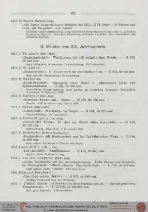 B. Meister des XIX. Jahrhunderts (Nr. 1611-1752)