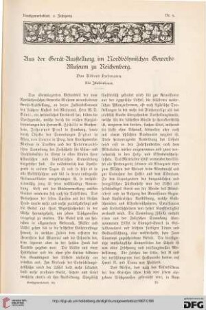 Aus der Gerät-Ausstellung im Nordböhmischen Gewerbe-Museum zu Reichenberg