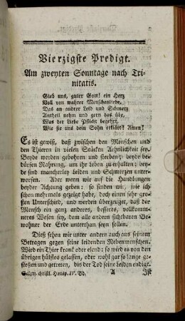 Vierzigste Predigt. - Zwey und vierzigste Predigt.