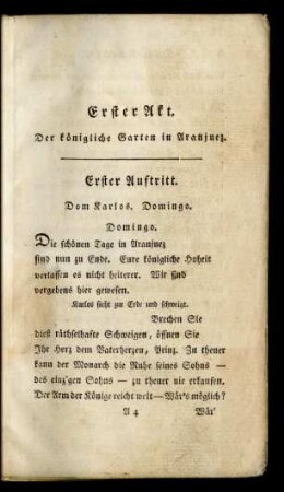 Erster Auftritt. Dom Karlos. Domingo