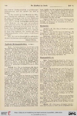 Laufende Preisausschreiben / Denkmäler / Staatsankäufe etc. / Staatsaufträge etc. / Stipendien und Stiftungen / Auszeichnungen und Medaillen / Aus Künstler- und Kunst-Vereinen / Juristisches / Vermischtes