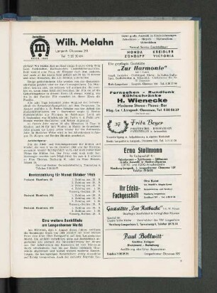 Rentenzahlung für Monat Oktober 1965