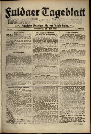 Ausgabe vom Donnerstag, den 21. Juli 1921.