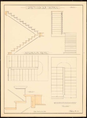 Darstellung der Treppe: Aufgeklaute Treppe, 1:16 2/3