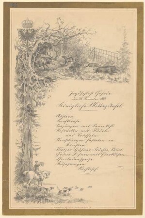 Menükarte : Königliche Mittagstafel, Jagdschloss Göhrde