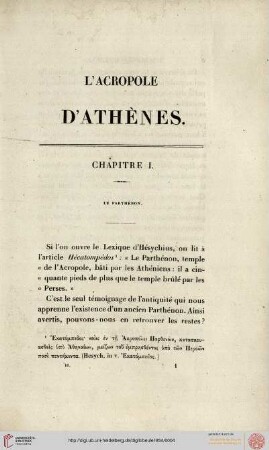 I. Le Parthénon