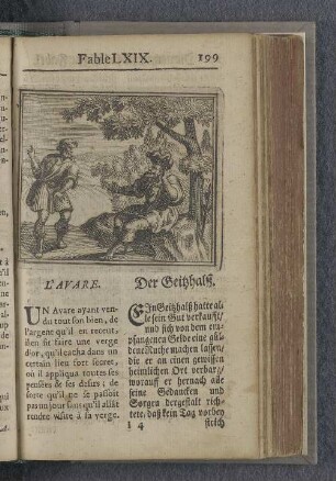 Fable LXIX. : L'avare. Der Geitzhalß.