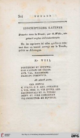 Inscriptions latines trouvées dans la Troade, par M. Willis, négotiant anglais à Constantinople