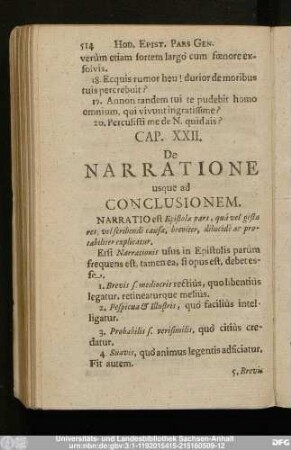 Cap. XXII. De Narratione usque ad Conclusionem.