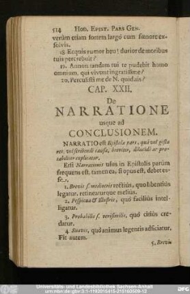 Cap. XXII. De Narratione usque ad Conclusionem.
