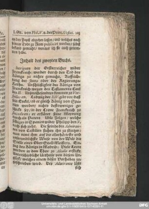 Inhalt des zweyten Buchs.
