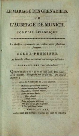 Le mariage des grenadiers, ou l'auberge de Munich : comédie episodique en un acte et en prose