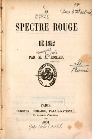 Le spectre rouge de 1852