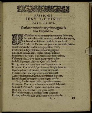 Actus Primus. Continens [...] & primos angores in horto Gethsemane.