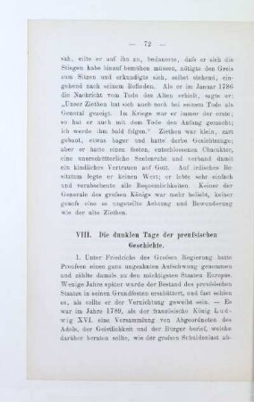 VIII. Die dunklen Tage der preußischen Geschichte