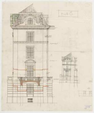 Thiersch, Friedrich von; München; Wohnungsneubauten Lehmpuhl - Fassadenentwürfe (Ansichten)