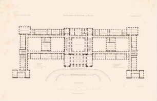 Technische Hochschule Berlin: Grundriss EG Hauptgebäude (aus: Atlas zur Zeitschrift für Bauwesen, hrsg. v. L.v.Tiedemann, Jg. 36, 1886)