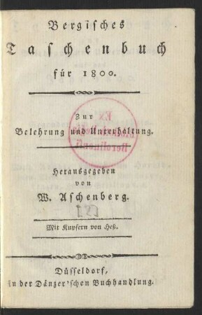 1800: Bergisches Taschenbuch für 1800