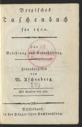 1800: Bergisches Taschenbuch für 1800