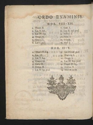 Ordo Examinis.
