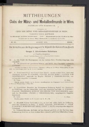 ꜙN° 15. August 1891. Wien