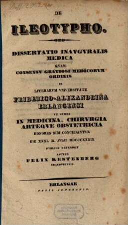 De ileotypho : dissertatio inavgvralis medica ...
