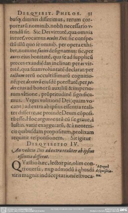 Disquisitio IV. An volitio Dei adextra realiter ab ipsius essentia differat