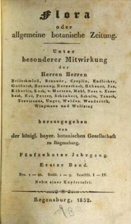 Flora oder allgemeine botanische Zeitung. 15. 1832