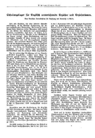 Schulungslager für Englisch unterrichtende Erzieher und Erzieherinnen : [Nichtamtlicher Teil]