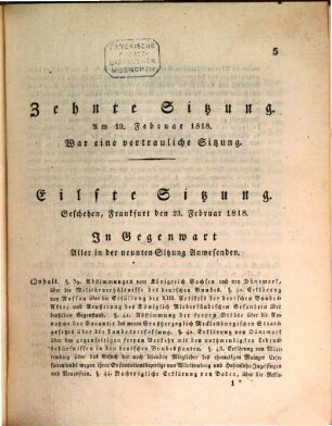 Protokolle der Deutschen Bundesversammlung. [Teilausgabe]. 5, 5. 1818