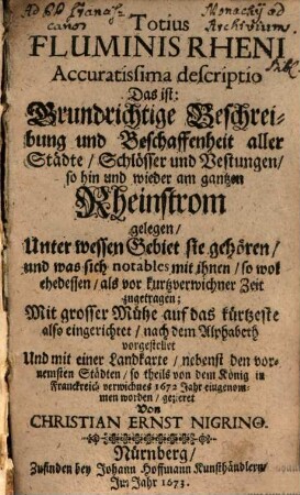 Totius Fluminis Rheni accuratissima descriptio