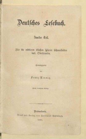 Teil 2, [Schülerband]: Für die mittleren Klassen höherer Lehranstalten incl. Obersecunda