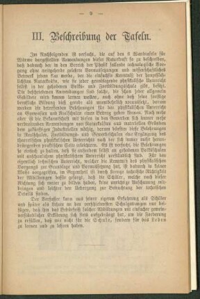III. Beschreibung der Wandtafeln