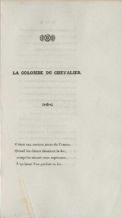 La Colombe Du Chevalier