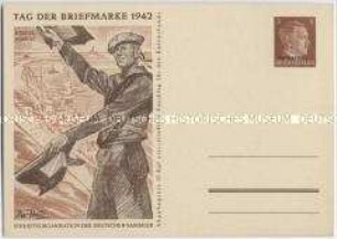 Postkarte zum Tag der Briefmarke 1942, Motiv Kriegsmarine