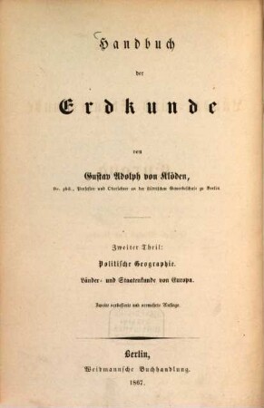 Handbuch der Erdkunde. 2,1