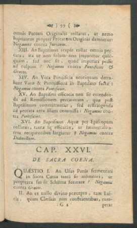 Cap. XXVI. De Sacra Coena.