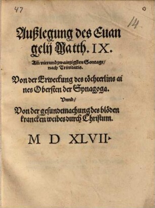 Außlegung des Evangelii Matth. 9. Am 24. Sontage nach Trinitatis