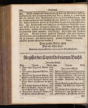 Register der Capitel des vierten Buchs