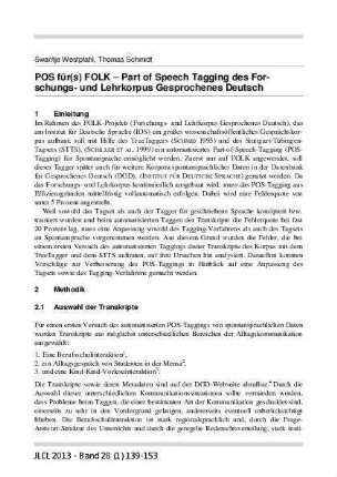 POS für(s) FOLK – Part of Speech Tagging des Forschungs- und Lehrkorpus Gesprochenes Deutsch
