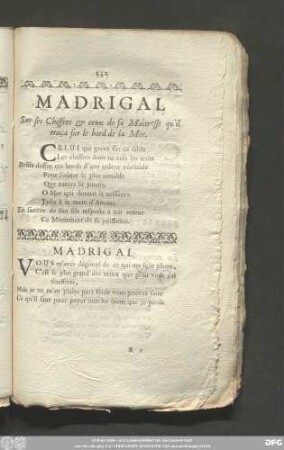 Madrigal Sur ses Chiffres & ceux de sa Maîtresse qu'il traça sur le bord de la Mer.