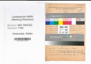 Entnazifizierung Walter Vossnacke, geb. 26.05.1906 (Gaertner)