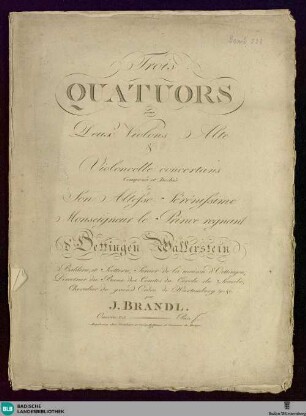 Trois quatuors pour deux violons, alte & violoncelle concertans : oeuvre 23